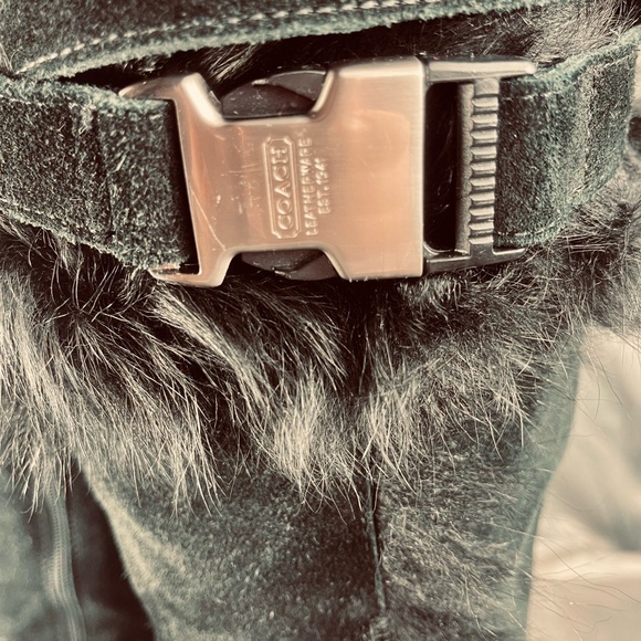 Coach Black Suede Wedge Boots Rabbit Fur Trim Size 11 Sharma Made in Italy🇮🇹 - Picture 13 of 17